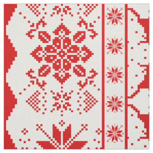 Red Christmas knitted sweater patter Fabric