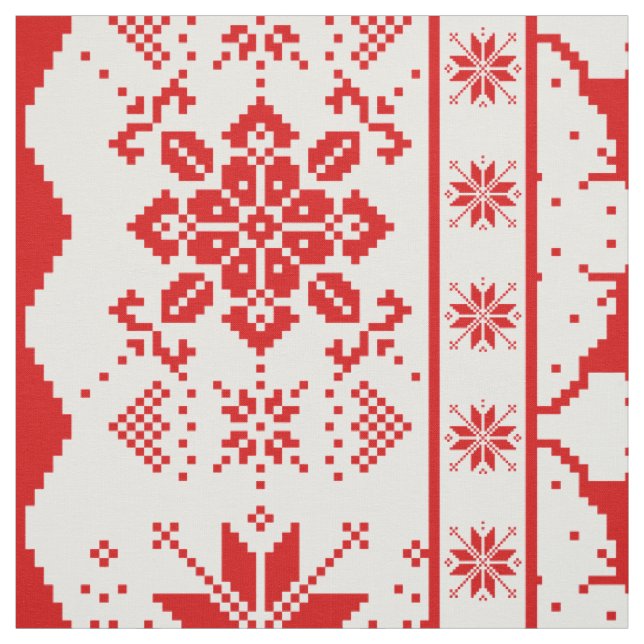 Red Christmas knitted sweater patter Fabric (Swatch)