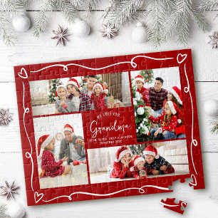 Red Christmas Love You Grandma 4 Photo Fun Doodles Jigsaw Puzzle