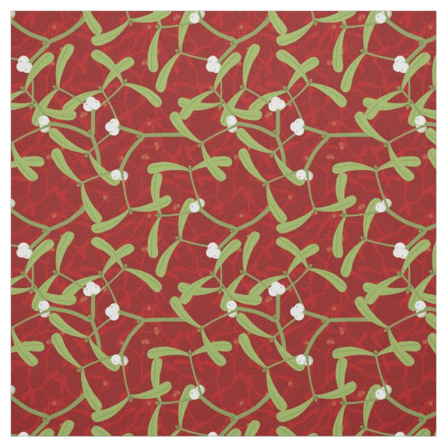 red christmas mistletoe fabric (Swatch)