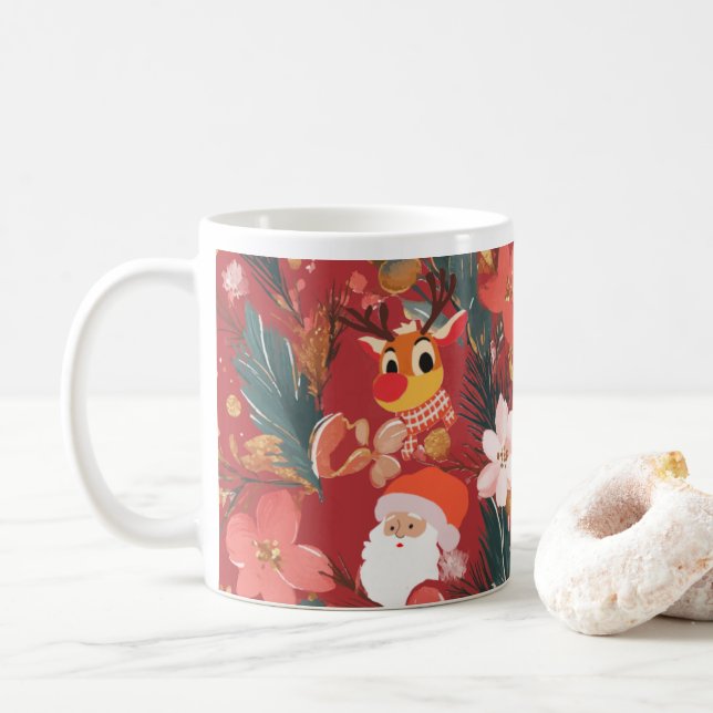 Red Christmas mug design (With Donut)
