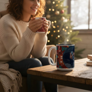 Red Christmas Mug with Custom Photo Festive 