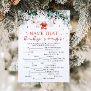 Red Christmas Name That Baby Song Baby Shower Game Invitation
