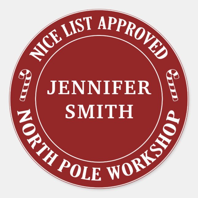 Red Christmas Nice list gift sticker (Front)