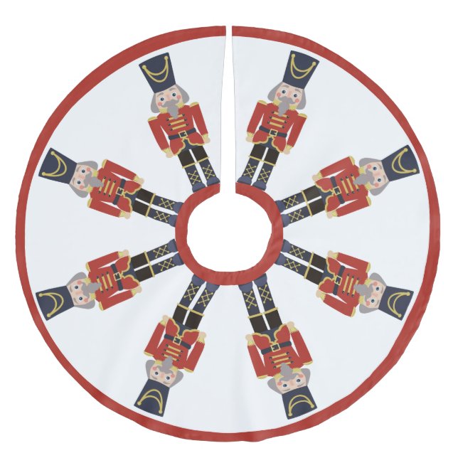 Red Christmas Nutcrackers  Brushed Polyester Tree Skirt (Front)
