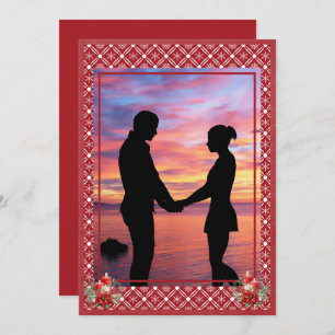 Red Christmas One Photo Snowflake Holiday Card