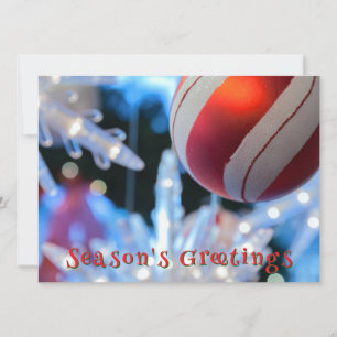 Red Christmas Ornament and White Light Holiday Card
