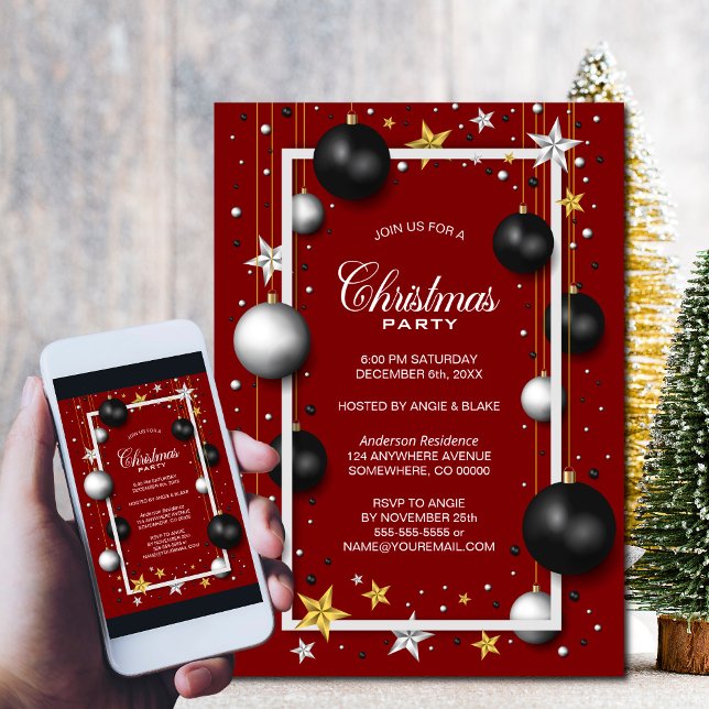 Red Christmas Ornament Christmas Party Invitation (Creator Uploaded)