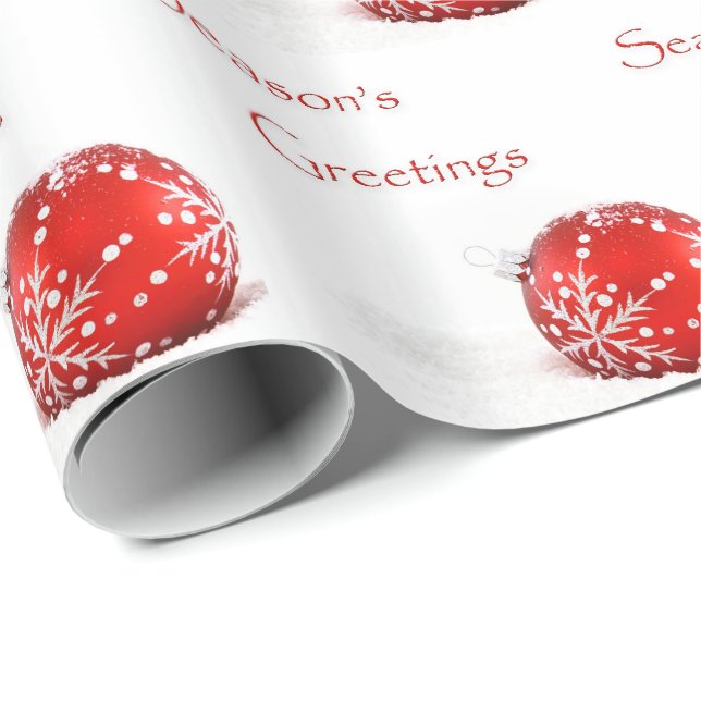 Red Christmas Ornament Christmas Wrapping Paper (Roll Corner)