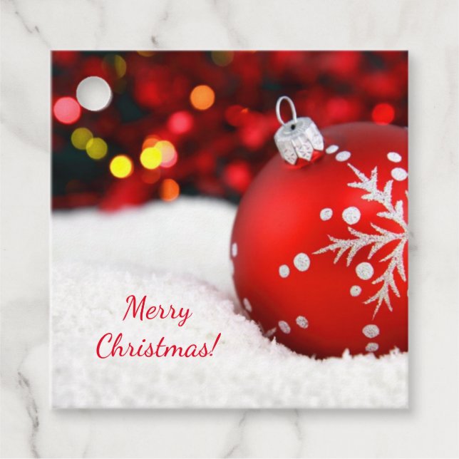 Red Christmas Ornament Favour Tags (Front)