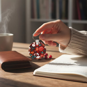 Red Christmas Ornament – Festive Holiday Design Key Ring