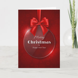 Red Christmas Ornament Folded Photo Card