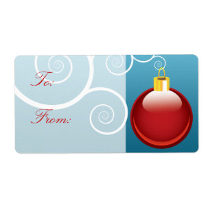 Red Christmas Ornament Gift Labels