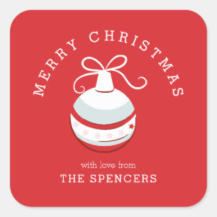 Red Christmas Ornament Square Sticker