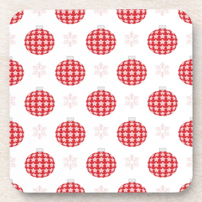 Red christmas ornaments coaster (Front)