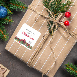 Red Christmas Ornaments Festive Holiday Square Sticker