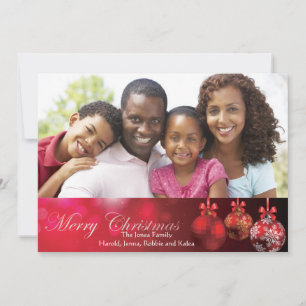 Red Christmas Ornaments Holiday Card