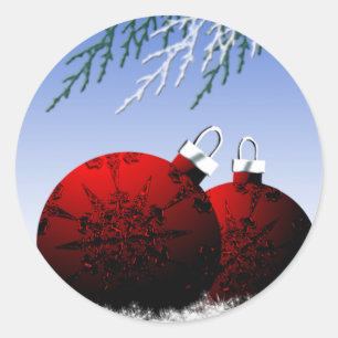 Red Christmas Ornaments Holiday Envelope Seal Xmas