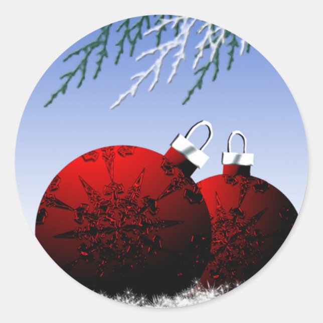 Red Christmas Ornaments Holiday Envelope Seal Xmas (Front)