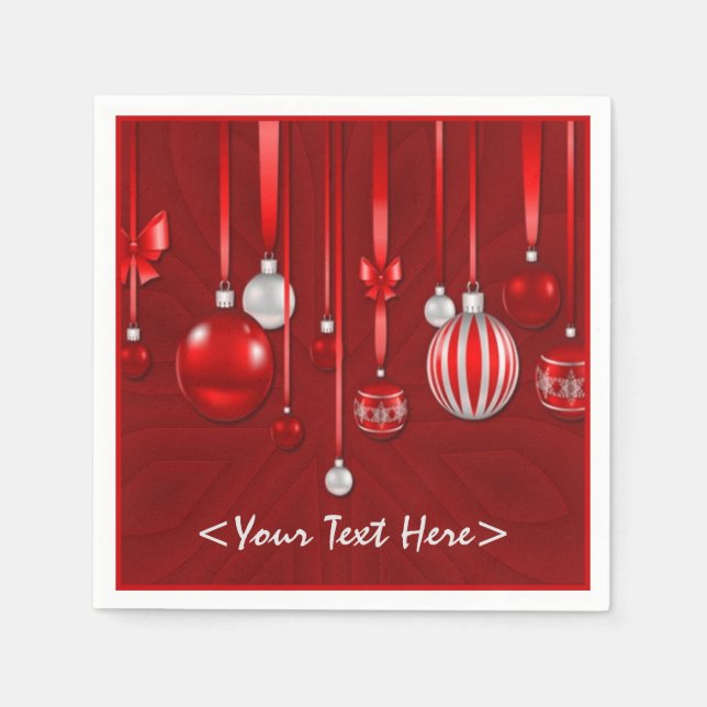 Red Christmas Ornaments Napkins (Front)