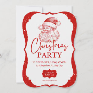 Red Christmas Party With Santa Invitation