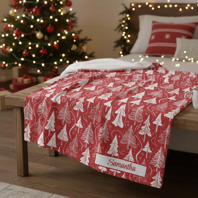 Red Christmas Pattern#6 ID1009 Fleece Blanket (Creator Uploaded)