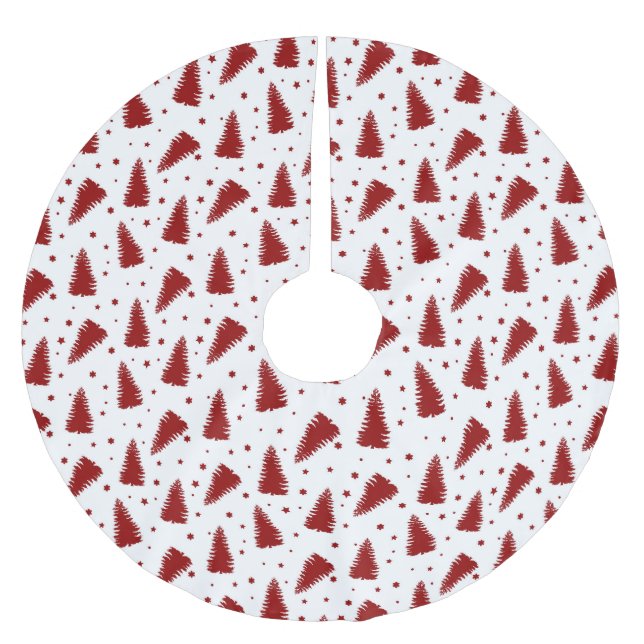 Red Christmas Pattern  Brushed Polyester Tree Skirt (Front)