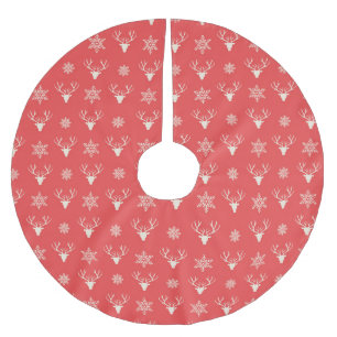 Red Christmas Pattern Brushed Polyester Tree Skirt