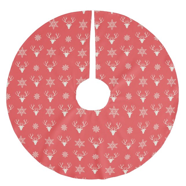 Red Christmas Pattern Brushed Polyester Tree Skirt (Front)