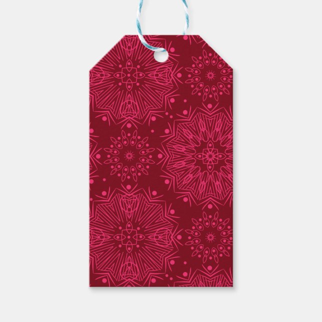 Red Christmas pattern Gift Tags (Front)