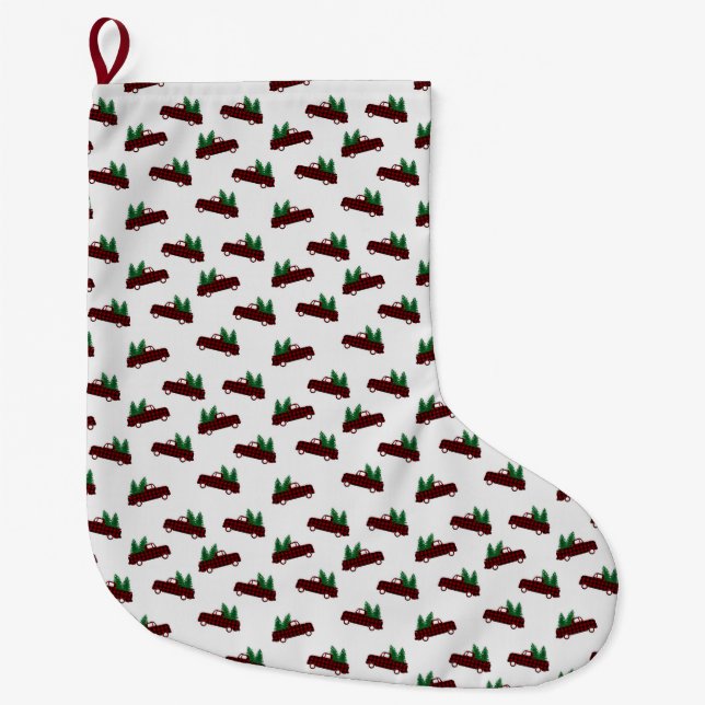 Red Christmas Pattern  Large Christmas Stocking (Front)
