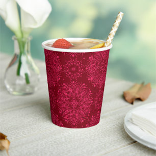 Red Christmas pattern Paper Plate Cups