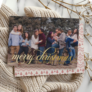 Red Christmas Pattern Simple Foil Script Card