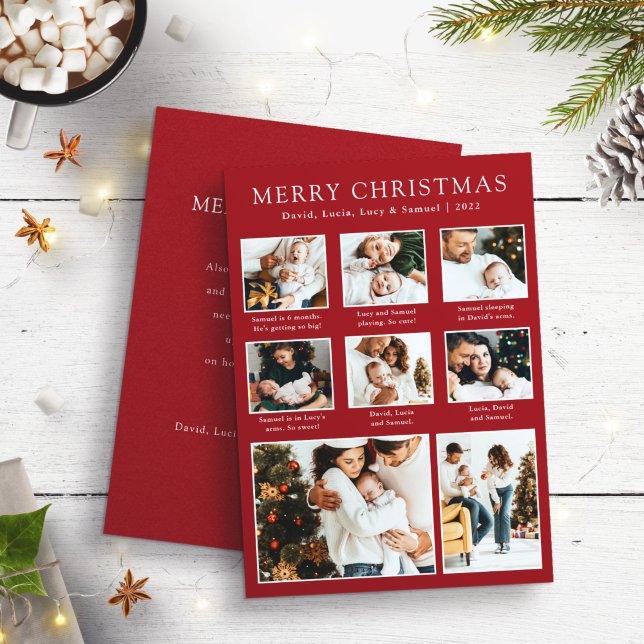 Red Christmas Photo Collage Holiday Card (Creator Uploaded)