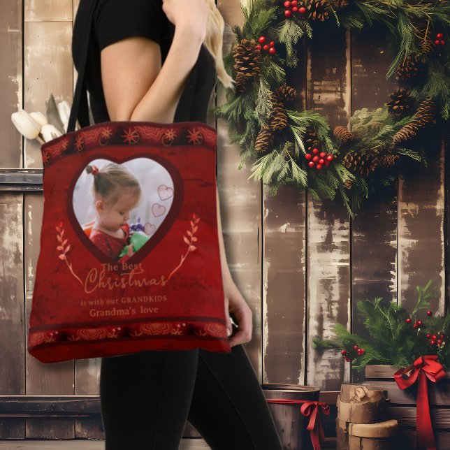 RED Christmas Photo Grandma Tote Bag (RED Christmas Photo Grandma Tote Bag)