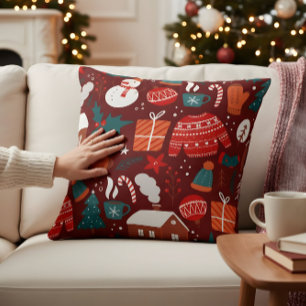 Red Christmas Pillow – Festive Holiday Design