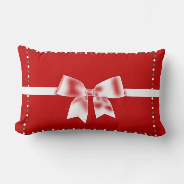 Red Christmas Pillows With Bow (Front)