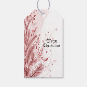 Red Christmas Pine Tree Snow Decoration Beautiful Gift Tags