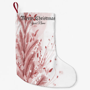Red Christmas Pine Tree Snow Decoration Beautiful Small Christmas Stocking