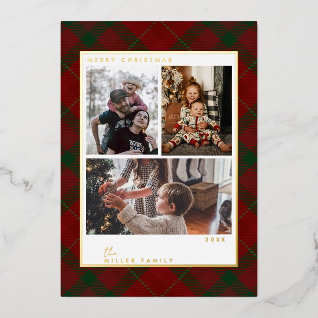 Red Christmas Plaid Holiday Cards (Front)