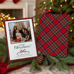 Red Christmas Plaid Photo Holiday Card