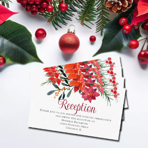 Red Christmas Poinsettia Elegant Floral Reception Enclosure Card
