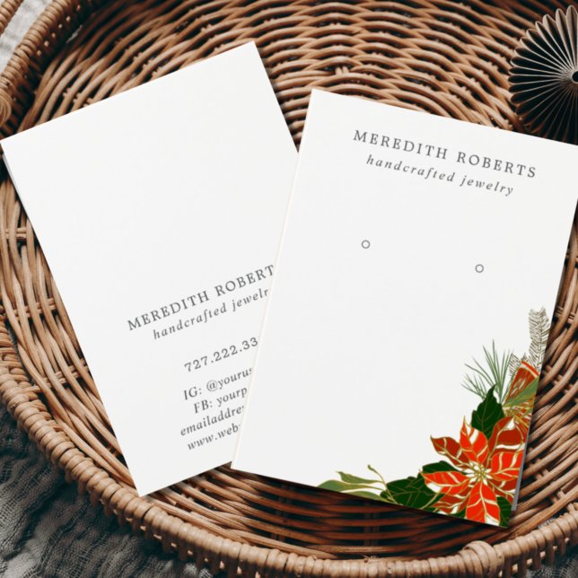 Red Christmas Poinsettias Earring Display Card (Creator Uploaded)