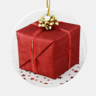 Red Christmas Present Ceramic Tree Decoration