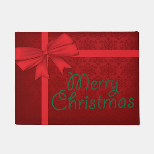 Red Christmas Present Doormat (Front)