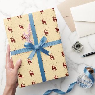 Red Christmas Reindeer  Wrapping Paper