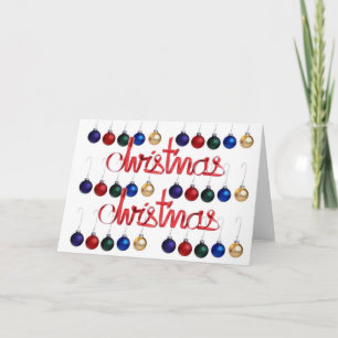 Red Christmas Ribbon Colourful Holiday Balls Card