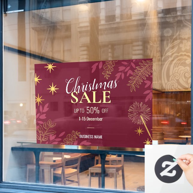 Red Christmas Sales Business Promotional Ads (Cafe Window)
