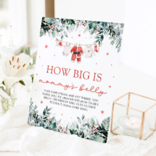 Red Christmas Santa Baby How Big Is Mummy's Belly Pedestal Sign