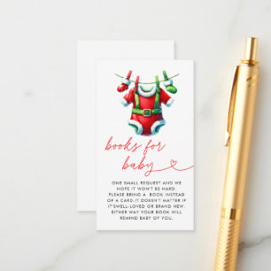 Red Christmas Santa Baby Shower Books for Baby Enclosure Card